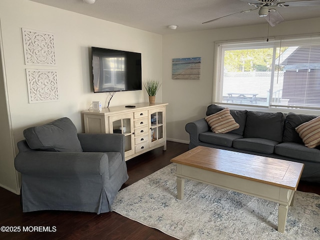 25 E 49th St, Long Beach Twp, NJ 08008 - living room featuring dark wood-type flooring and ceiling fan