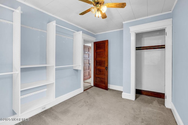 660 Herbertsville Rd, Brick, NJ 08724 - unfurnished bedroom featuring crown molding, carpet, a closet, and ceiling fan
