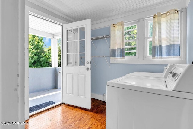 660 Herbertsville Rd, Brick, NJ 08724 - laundry area with separate washer and dryer and wood finished floors