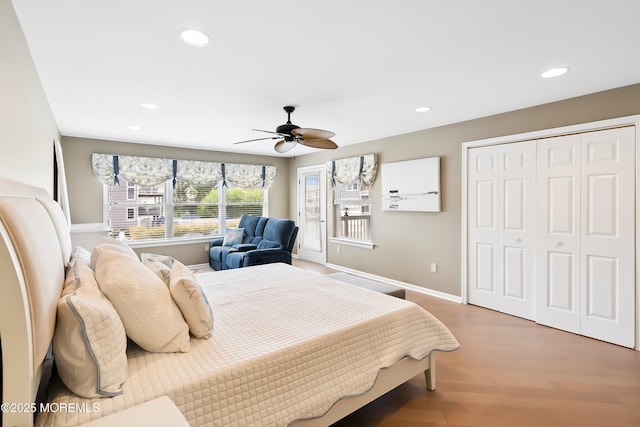 507 Amber St Unit B, Beach Haven, NJ 08008 - bedroom featuring wood finished floors, recessed lighting, a closet, and ceiling fan