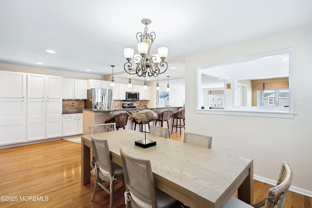 507 Amber St Unit B, Beach Haven, NJ 08008 - dining room with a chandelier, light wood finished floors, and recessed lighting