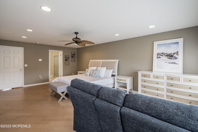 507 Amber St Unit B, Beach Haven, NJ 08008 - bedroom featuring wood finished floors, recessed lighting, and a ceiling fan