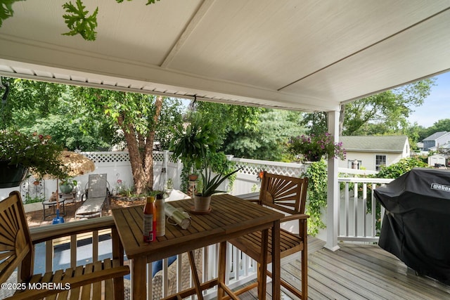 529 Smith Dr, Point Pleasant, NJ 08742 - wooden terrace with outdoor dining area, grilling area, and a patio
