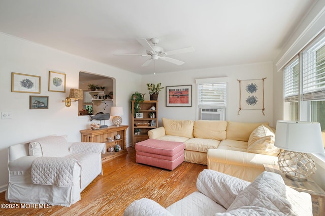 529 Smith Dr, Point Pleasant, NJ 08742 - living area with plenty of natural light, cooling unit, wood finished floors, and ceiling fan