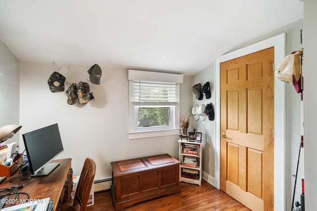 529 Smith Dr, Point Pleasant, NJ 08742 - office space featuring wood finished floors, vaulted ceiling, and a baseboard heating unit