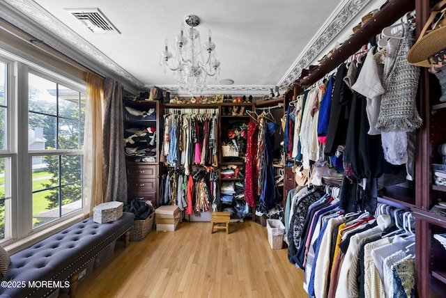 6 Tower Ct, Farmingdale, NJ 07727 - walk in closet with a chandelier and wood finished floors