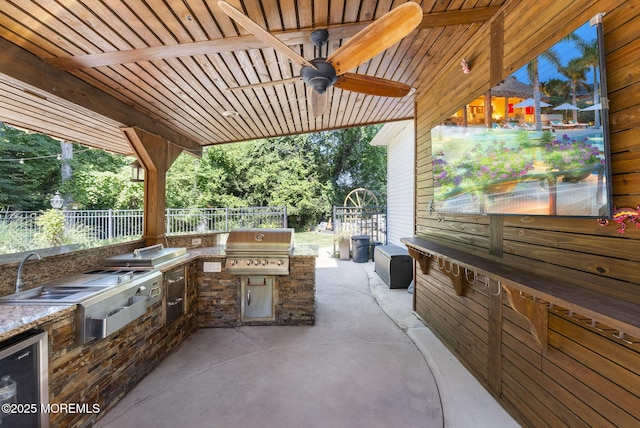 6 Tower Ct, Farmingdale, NJ 07727 - view of patio / terrace with an outdoor kitchen and ceiling fan