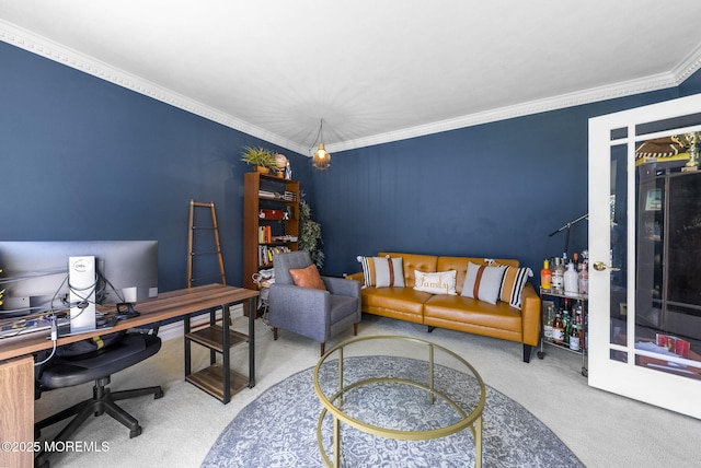 6 Tower Ct, Farmingdale, NJ 07727 - home office featuring carpet floors and ornamental molding