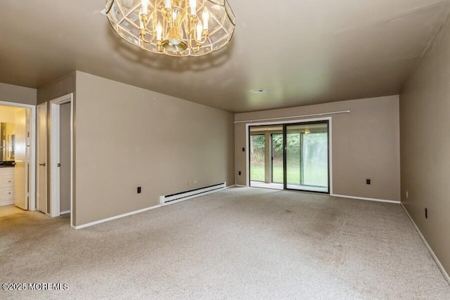 239 Medford Ct Unit B, Manalapan, NJ 07726 - carpeted spare room with baseboard heating and a chandelier