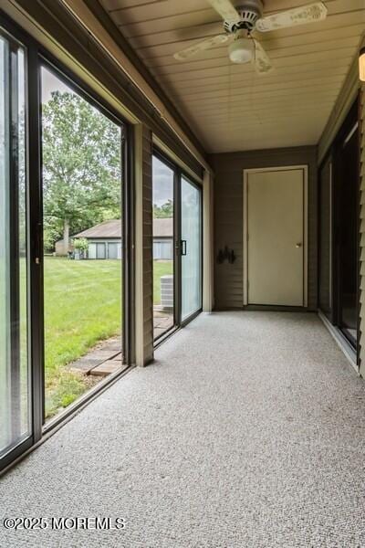 239 Medford Ct Unit B, Manalapan, NJ 07726 - unfurnished sunroom with ceiling fan