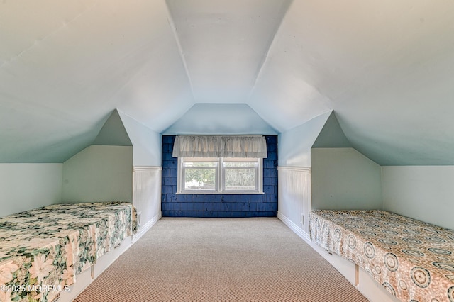 48 Washington Ave, Leonardo, NJ 07737 - carpeted bedroom with vaulted ceiling and a wainscoted wall