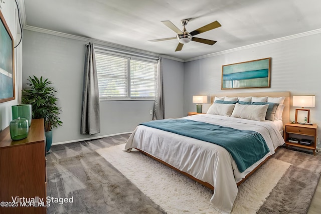 48 Washington Ave, Leonardo, NJ 07737 - bedroom with ornamental molding, a ceiling fan, and carpet