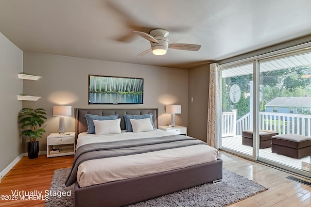 48 Washington Ave, Leonardo, NJ 07737 - bedroom with access to exterior, light wood-style flooring, and a ceiling fan