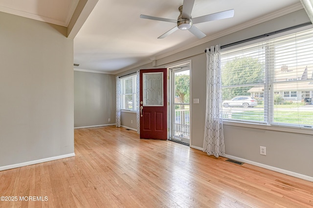 48 Washington Ave, Leonardo, NJ 07737 - foyer with crown molding, ceiling fan, and light wood-type flooring