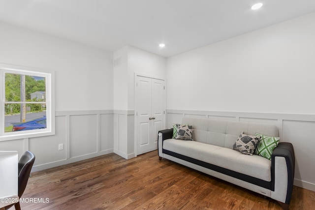 14 New Brunswick Ave, Matawan, NJ 07747 - living area with recessed lighting, wood finished floors, a wainscoted wall, and a decorative wall