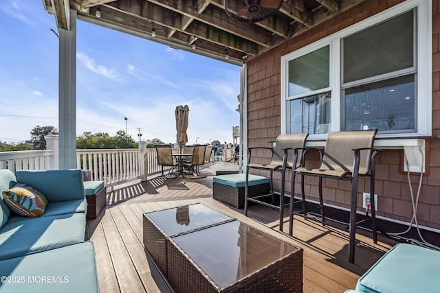 36 Joy Rd, Manahawkin, NJ 08050 - wooden deck featuring an outdoor hangout area and outdoor dining space