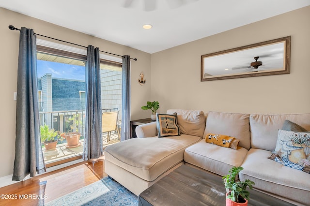 720 Ocean Ave Unit 8, Long Branch, NJ 07740 - living area featuring wood finished floors, ceiling fan, and recessed lighting