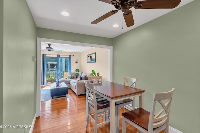 720 Ocean Ave Unit 8, Long Branch, NJ 07740 - dining space featuring a ceiling fan, light wood finished floors, and recessed lighting