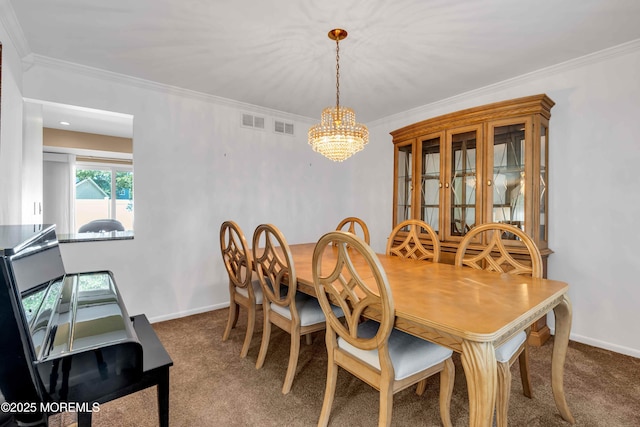 22 Tara Lin Dr, Hazlet, NJ 07730 - dining space with a chandelier, carpet flooring, and ornamental molding