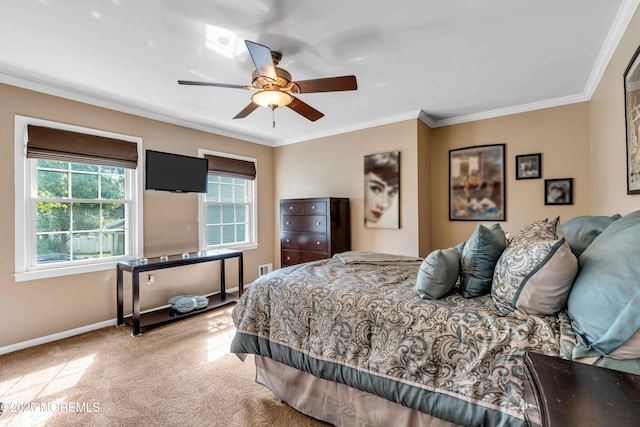 22 Tara Lin Dr, Hazlet, NJ 07730 - bedroom featuring carpet, ornamental molding, and ceiling fan