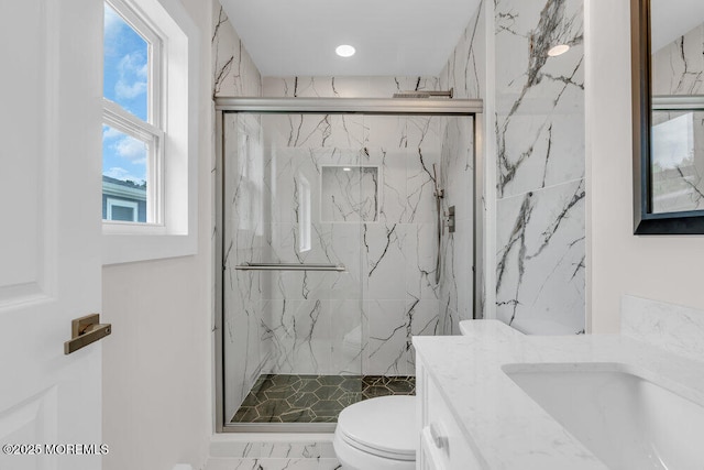 324 Barbados Dr N, Toms River, NJ 08757 - full bath with vanity, a marble finish shower, and marble finish flooring