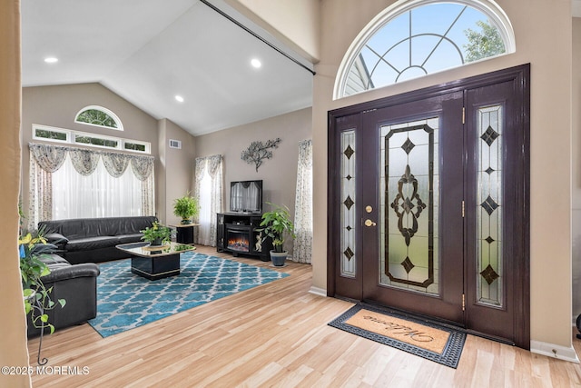 2 Moet Ct, Manchester, NJ 08759 - entrance foyer with healthy amount of natural light, high vaulted ceiling, and wood finished floors
