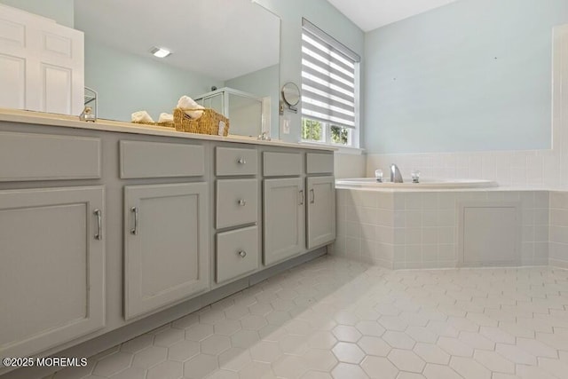 2525 Spring Hill Dr, Toms River, NJ 08755 - full bath featuring tile patterned floors, a shower stall, a bath, and double vanity