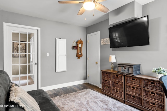 98 Yorkwood Dr, Brick, NJ 08723 - living room with dark wood-style flooring and ceiling fan
