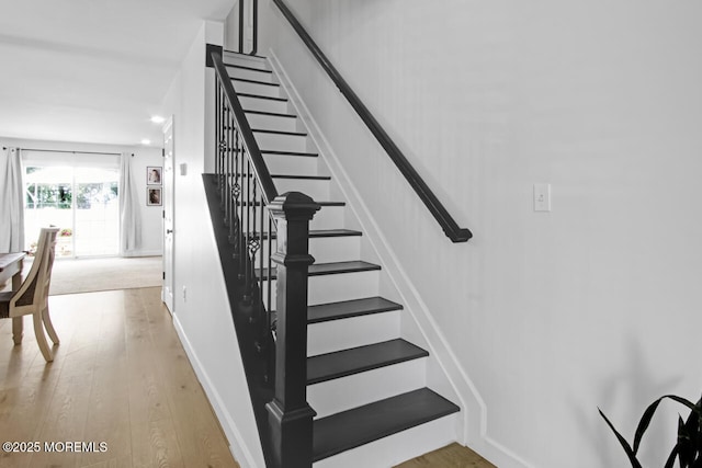141 Setter Pl, Freehold, NJ 07728 - stairs with wood finished floors and recessed lighting