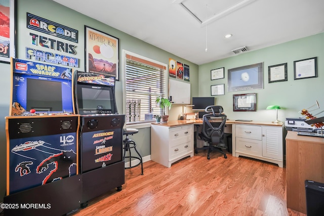 149 Idlewild Ln, Aberdeen, NJ 07747 - office space featuring light wood finished floors, attic access, and recessed lighting