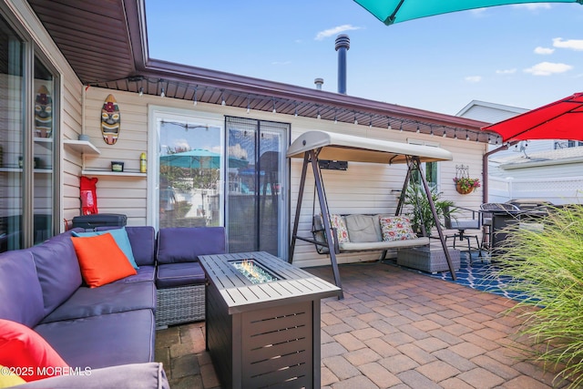 149 Idlewild Ln, Aberdeen, NJ 07747 - view of patio with an outdoor living space with a fire pit