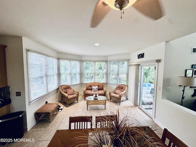 1642 Mink Ct, Toms River, NJ 08755 - living area with tile patterned floors, ceiling fan, and recessed lighting