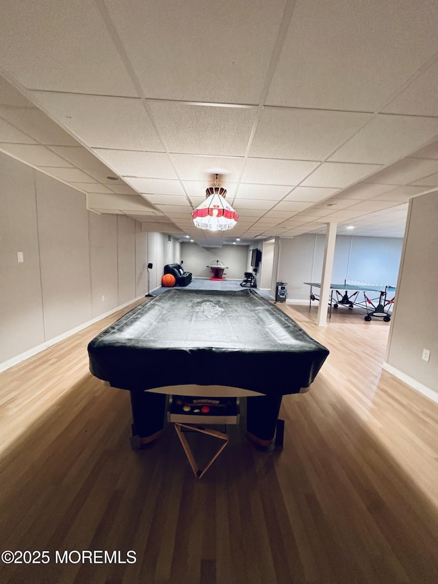 1642 Mink Ct, Toms River, NJ 08755 - recreation room with billiards table, wood finished floors, and a paneled ceiling
