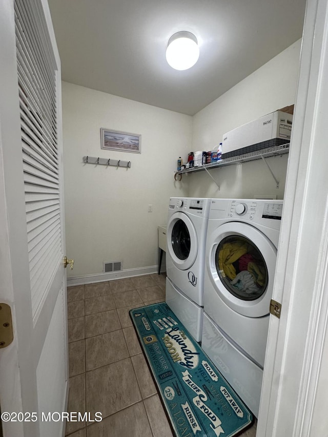 1642 Mink Ct, Toms River, NJ 08755 - laundry room with washing machine and clothes dryer and dark tile patterned flooring