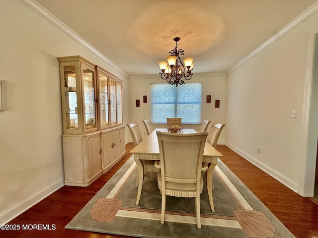 1642 Mink Ct, Toms River, NJ 08755 - dining space with dark wood-type flooring, a chandelier, and ornamental molding