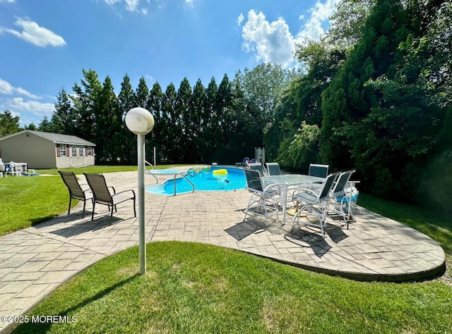 1642 Mink Ct, Toms River, NJ 08755 - swimming pool with a patio area, a yard, and an outdoor structure