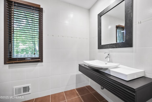 42 Nikki Ct, Morganville, NJ 07751 - bathroom with tile walls and tile patterned flooring