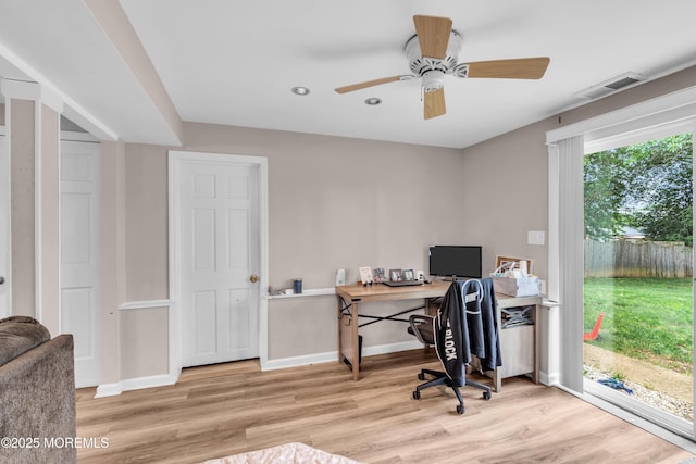 24 Willow Brook Rd, Freehold, NJ 07728 - home office featuring wood finished floors, a ceiling fan, and recessed lighting