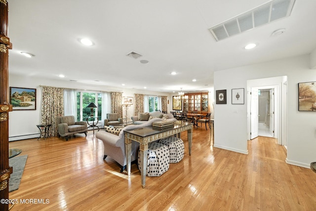 7 Stony Ridge Dr, Hillsdale, NJ 07642 - living room with recessed lighting, light wood-style floors, and a chandelier