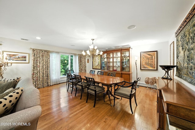 7 Stony Ridge Dr, Hillsdale, NJ 07642 - dining room with a chandelier, light wood-style flooring, recessed lighting, and baseboard heating