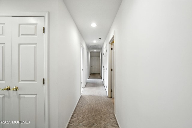 7 Stony Ridge Dr, Hillsdale, NJ 07642 - hallway with carpet floors, attic access, and recessed lighting