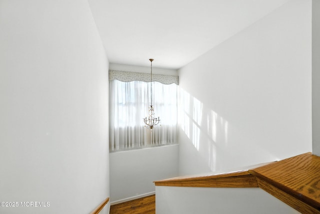 7 Stony Ridge Dr, Hillsdale, NJ 07642 - stairway featuring wood finished floors and a chandelier