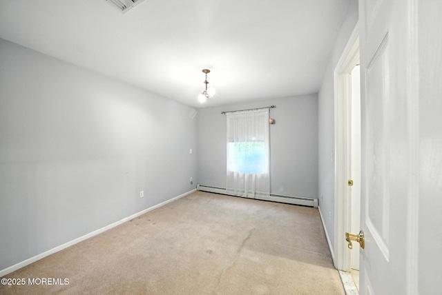 7 Stony Ridge Dr, Hillsdale, NJ 07642 - unfurnished room with light carpet, baseboard heating, and a chandelier
