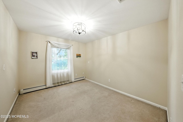 7 Stony Ridge Dr, Hillsdale, NJ 07642 - unfurnished room featuring carpet flooring, a baseboard radiator, and a chandelier