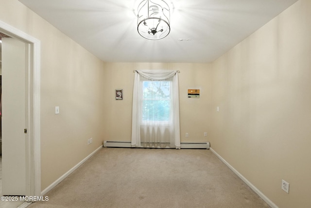 7 Stony Ridge Dr, Hillsdale, NJ 07642 - empty room with carpet, baseboard heating, and a chandelier