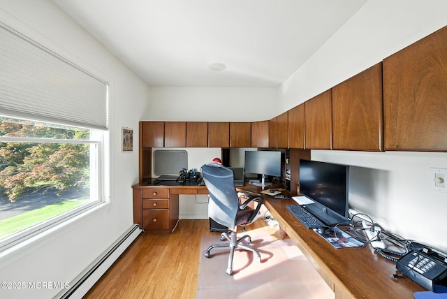 7 Stony Ridge Dr, Hillsdale, NJ 07642 - office area featuring a baseboard radiator and light wood-type flooring