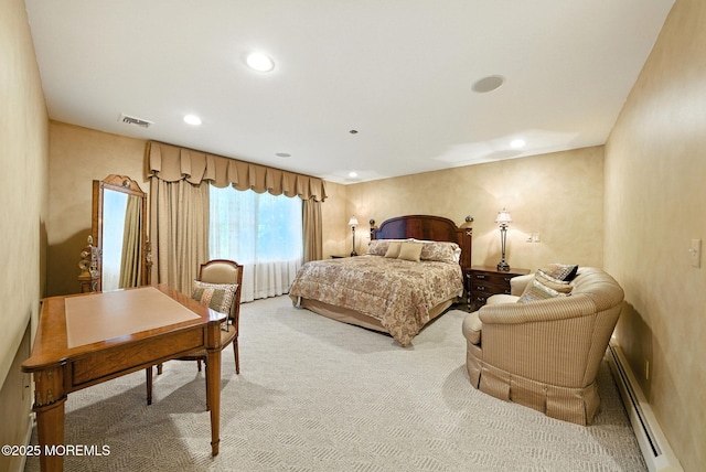 7 Stony Ridge Dr, Hillsdale, NJ 07642 - bedroom featuring light colored carpet, a baseboard heating unit, and recessed lighting