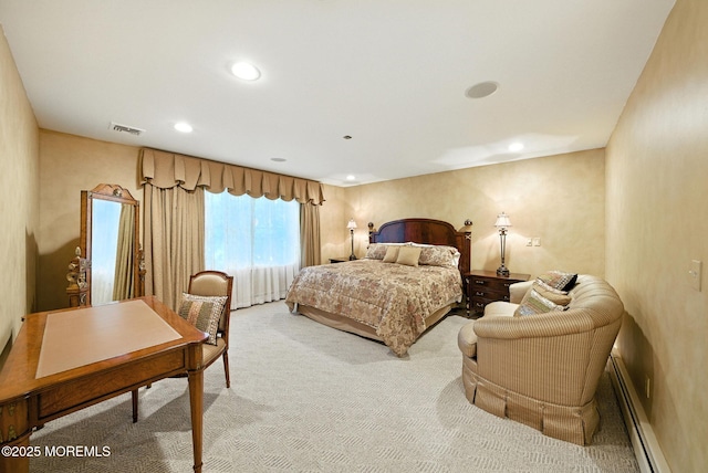 7 Stony Ridge Dr, Hillsdale, NJ 07642 - bedroom with light colored carpet, baseboard heating, and recessed lighting