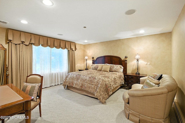 7 Stony Ridge Dr, Hillsdale, NJ 07642 - bedroom featuring light colored carpet, recessed lighting, and a baseboard radiator