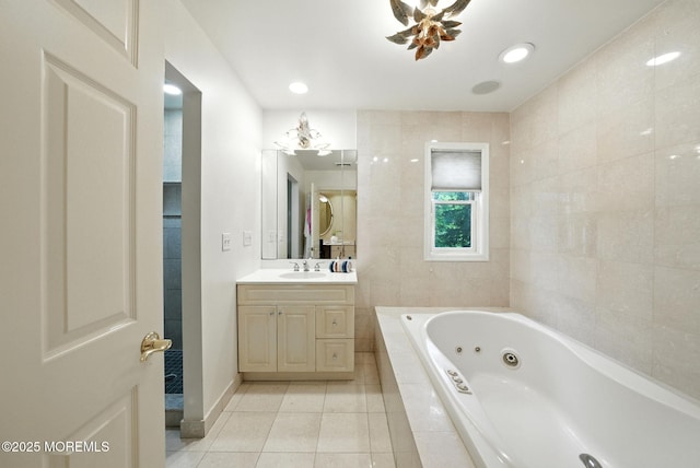 7 Stony Ridge Dr, Hillsdale, NJ 07642 - full bathroom with a tub with jets, tile patterned floors, and vanity